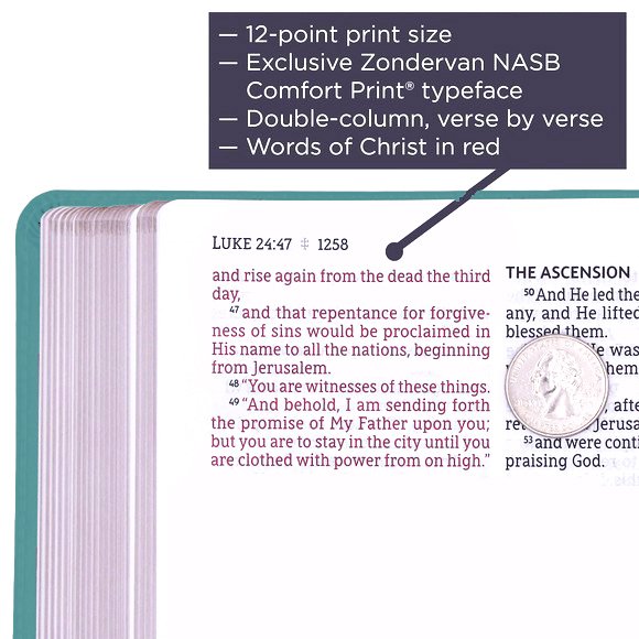 NASB Thinline Giant Print Bible - Teal Leathersoft