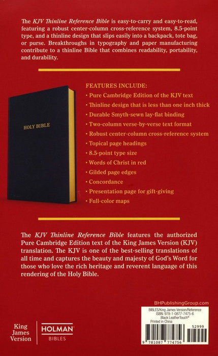 KJV Thinline Reference Bible Black Leathertouch