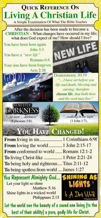 Quick Reference Bookmark on Living a Christian Life