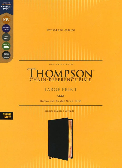 KJV Thompson Chain Reference Bible Large Print Black Genuine Cowhide Leather, indexed
