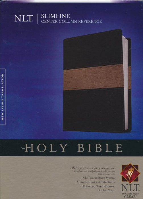 NLT2 Slimline Center Column Reference Bible Tutone-Brown