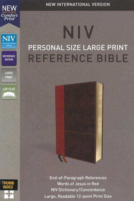 NIV Personal Size Large Print Reference Bible Leathersoft, Brown/Tan Indexed