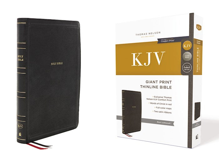 KJV Giant Print Thinline Bible, Black Leathersoft, Indexed