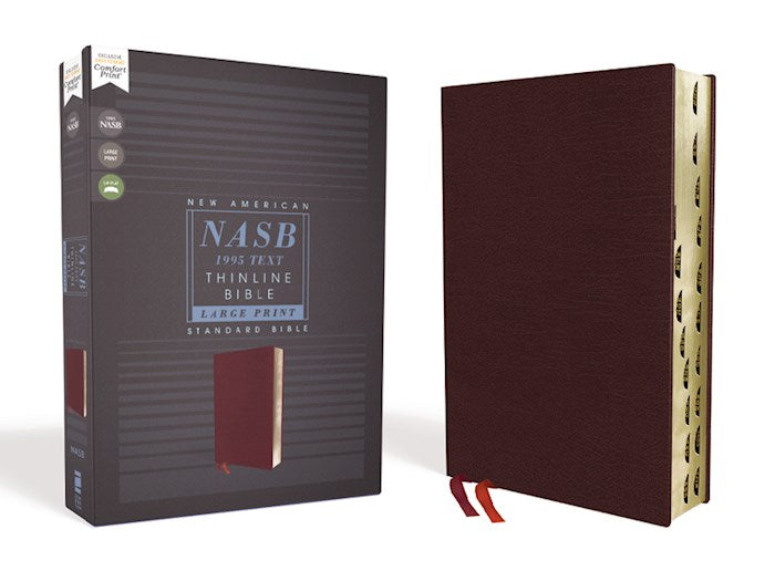 NASB Thinline Large Print Bible - Burgundy Bonded Leather Indexed *