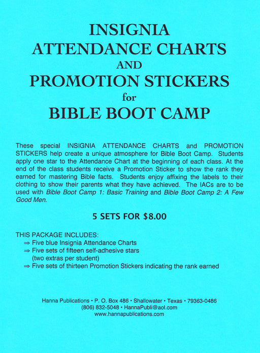Bible Boot Camp Attendance Chart