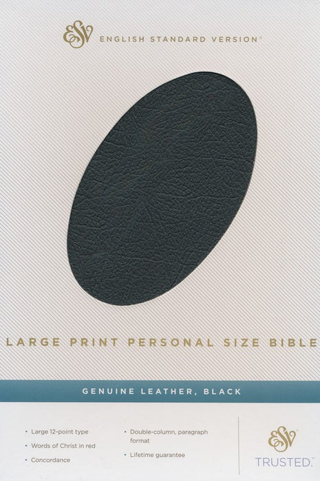 ESV Large Print Personal Size Bible Genuine Black Leather