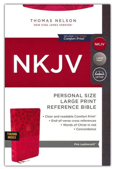 NKJV Personal Size Large Print Reference Bible, Pink Leathersoft, Indexed