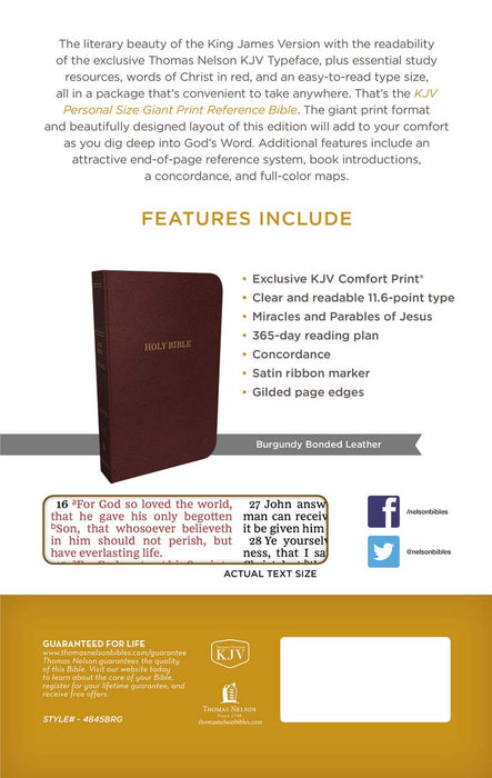 KJV Personal Size Giant Print Reference Bible - Burgundy Bonded Leather, Indexed