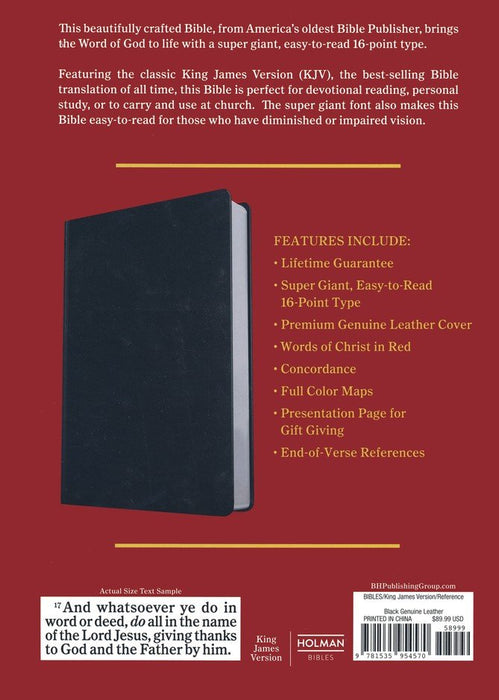 KJV Super Giant Print Reference Bible, Genuine Leather Black