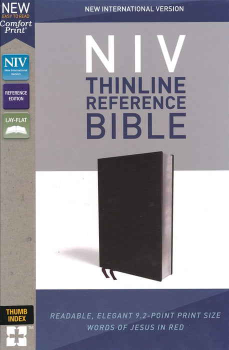 NIV Thinline Reference Bible Indexed Black Bonded Leather