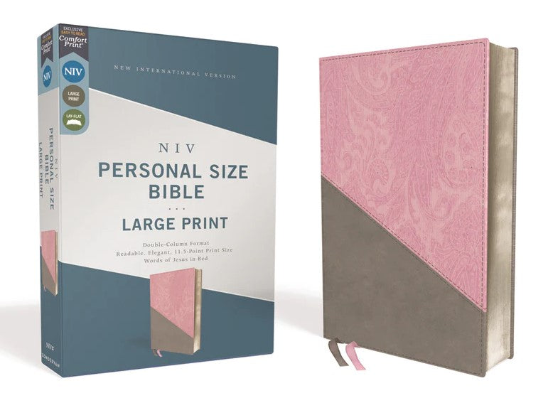NIV Personal Size Large Print Bible Leathersoft Pink/Gray