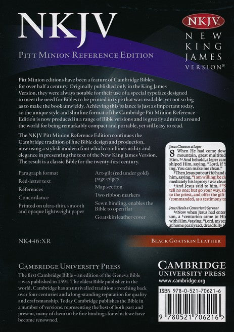 NKJV Cambridge Pitt Minion Reference Bible Black Goatskin