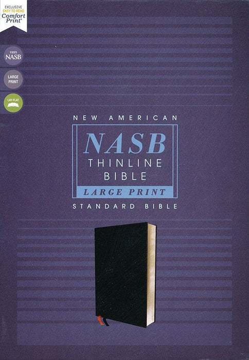 NASB Thinline Large Print Bible - Black Bonded Leather *