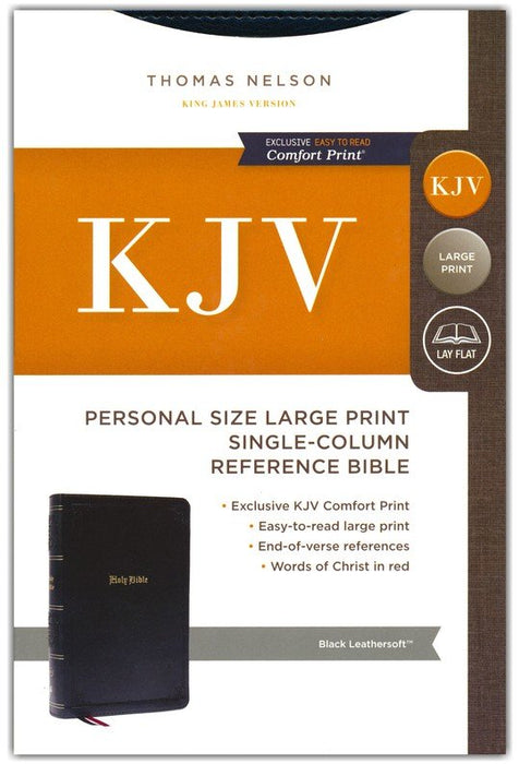 KJV Personal Size Large Print Single-Column Reference Bible, Black Leathersoft