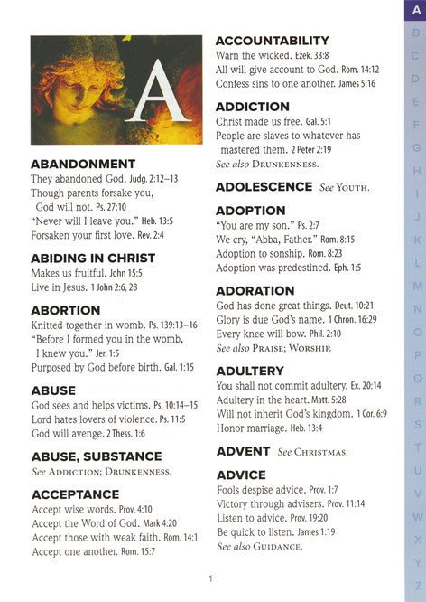 Topical Bible Index, Bible Insert