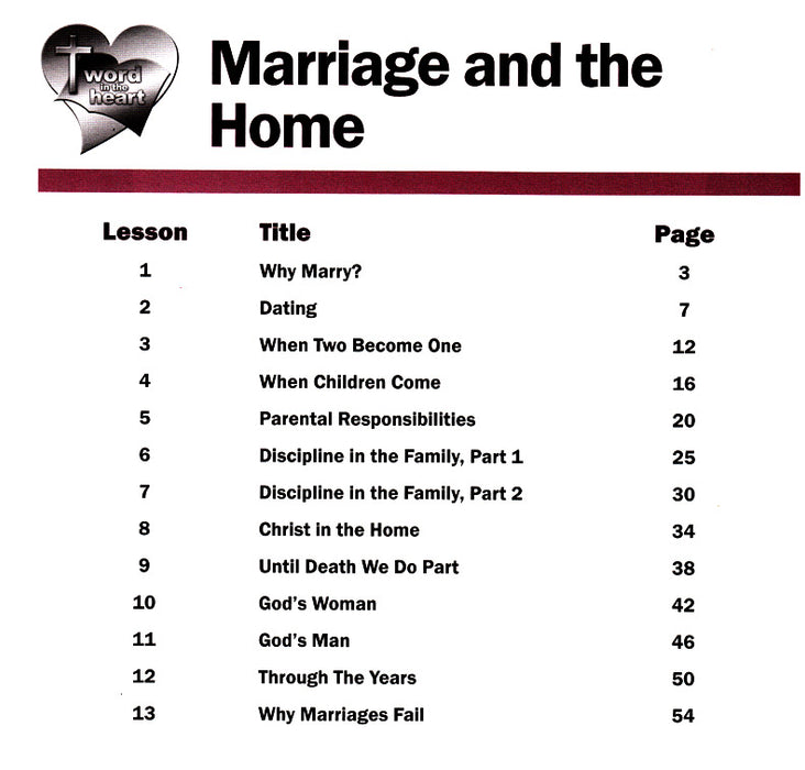 Marriage and the Home (Word in the Heart, 12:4)