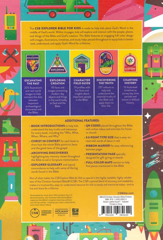 CSB Explorer Bible for Kids Mountains Brown LeatherTouch Indexed