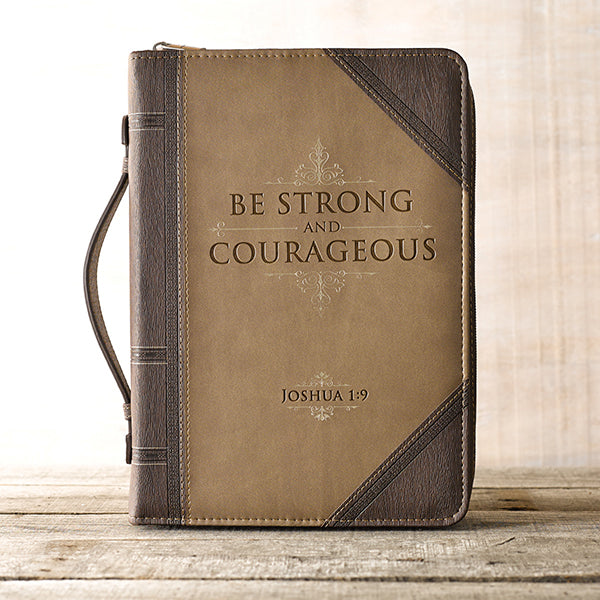 Bible Cover Lux Leather "Be Strong and Courageous" XL