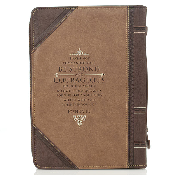 Bible Cover Lux Leather "Be Strong and Courageous" XL
