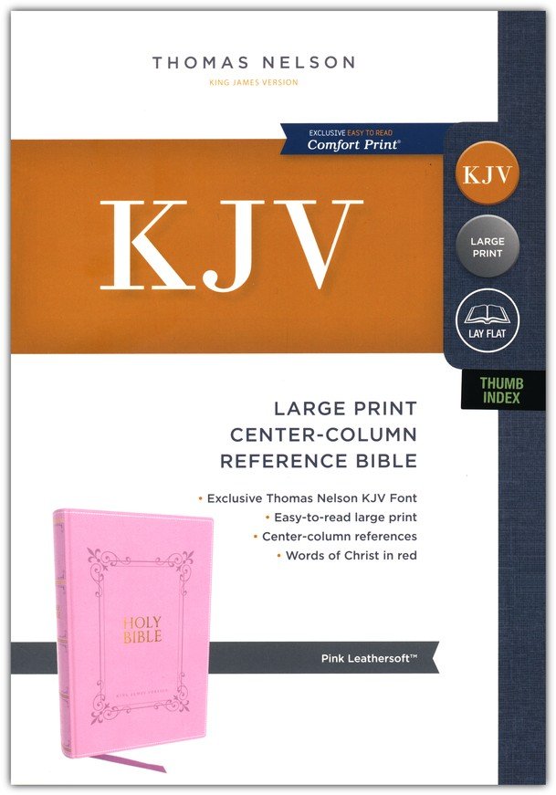 KJV Large Print Center Column Reference Bible Pink Leathersoft Indexed