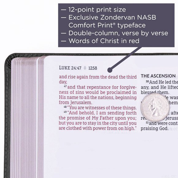 NASB Thinline Giant Print Bible - Black Bonded Leather