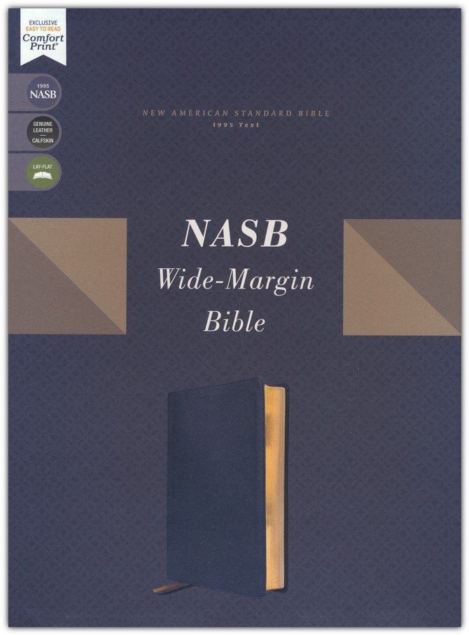 NASB 1995 Wide Margin Bible Navy Genuine Leather