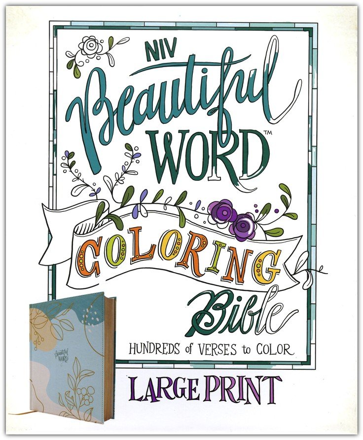NIV Beautiful Word Coloring Bible Large Print Teal Floral Leathersoft