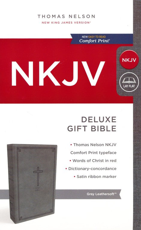NKJV Deluxe Gift Bible Gray LeatherSoft