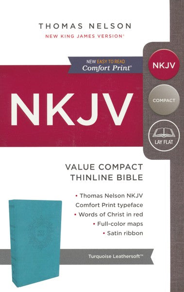 NKJV Value Compact Thinline Bible Turquoise Leathersoft