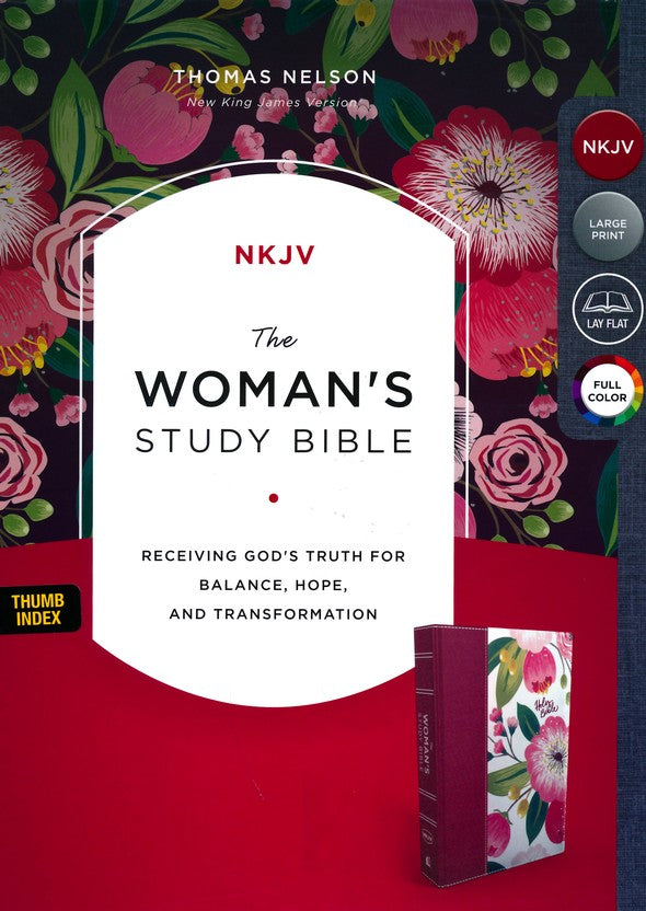 NKJV Woman's Study Bible Peach/Floral Cloth over Board, Indexed