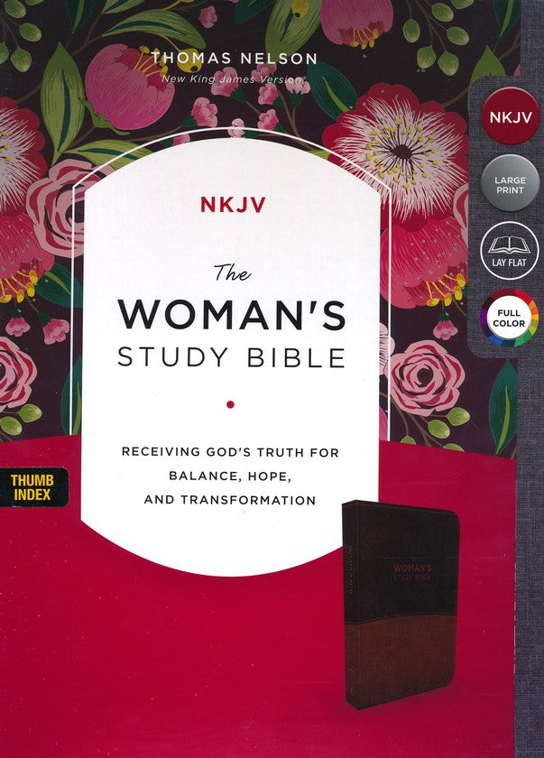 NKJV Woman's Study Bible Brown/Burgundy Leathersoft Indexed