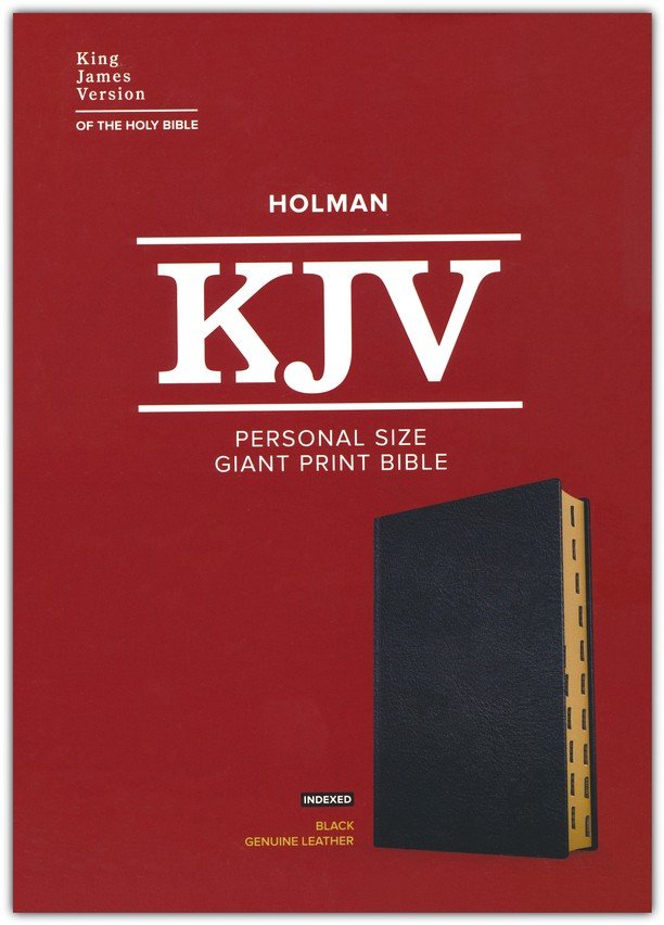 KJV Personal Size Giant Print Bible, Black Genuine Leather Indexed