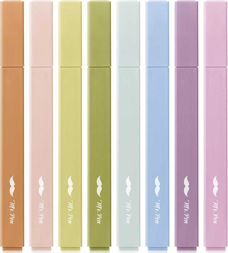 Mr. Pen Aesthetic Highlighters, 8 piece Chisel Tip