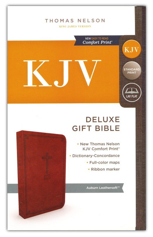 KJV Deluxe Gift Bible Rich Auburn Brown Leathersoft