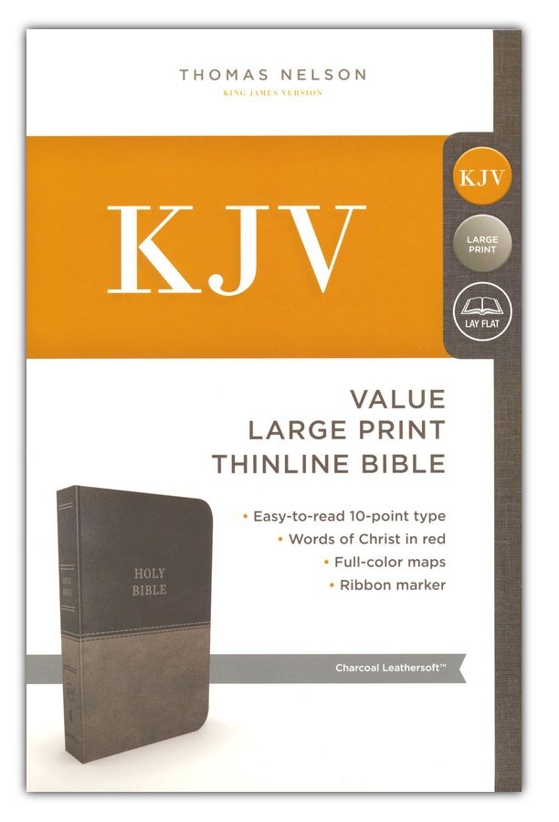 KJV Large Print Thinline Value Bible Black/Gray Leathersoft