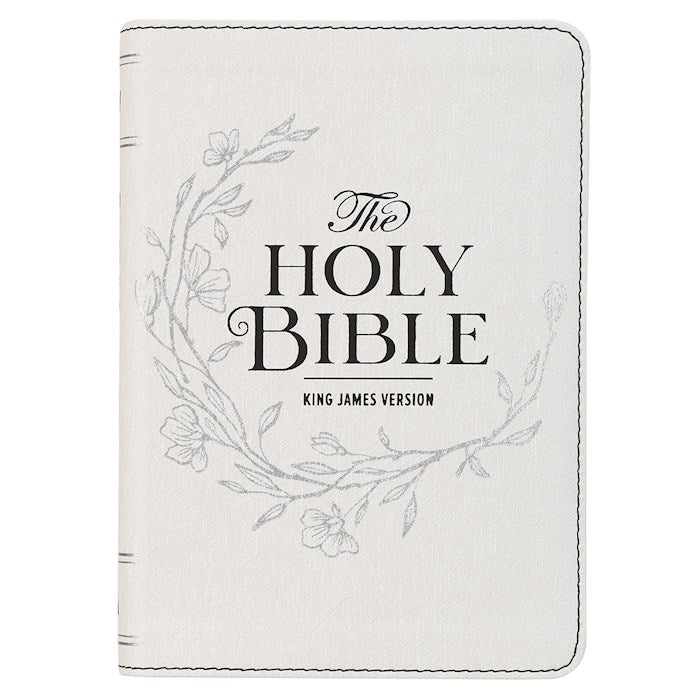 KJV Compact Large Print Bible Pearlized White Faux Leather