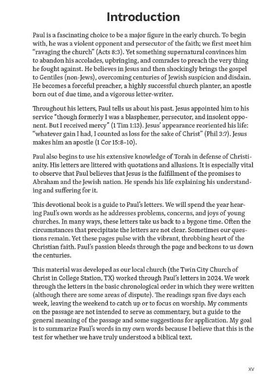 A Year In Paul's Letters: A Five Day a Week Devotional
