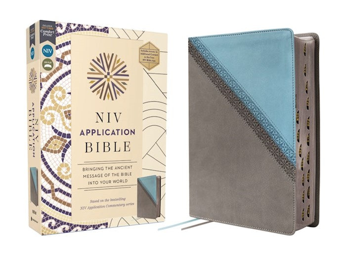 NIV Application Study Bible Teal/Gray Leathersoft, Indexed