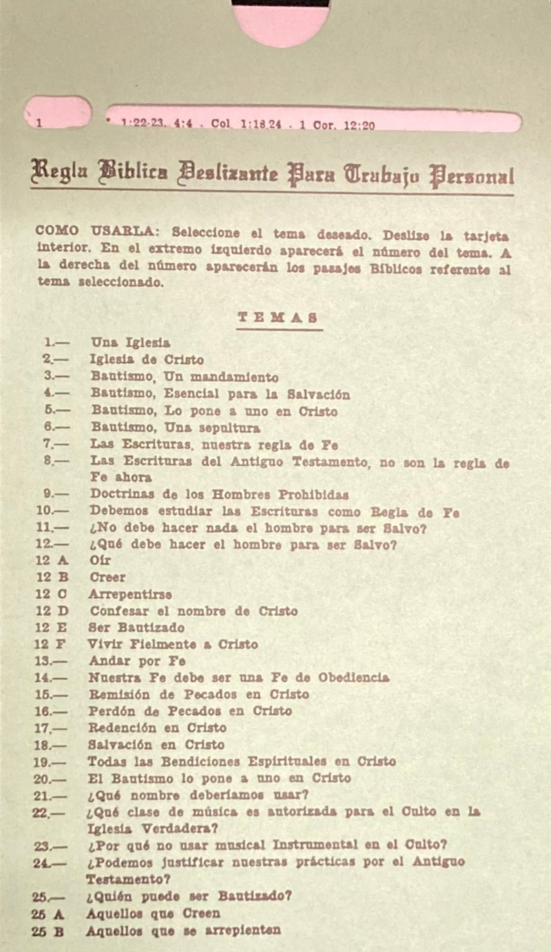 Regla Biblica Deslizante Para Trabajo Personal - (Biblical Slide Rule for Personal Workers - SPANISH)