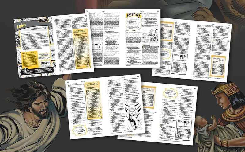 The Action Bible Study Bible ESV, Slate Gray Virtual Leather