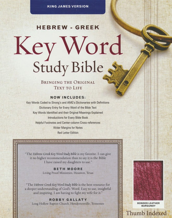 KJV Hebrew-Greek Key Word Bible Burgundy Bonded Leather Indexed