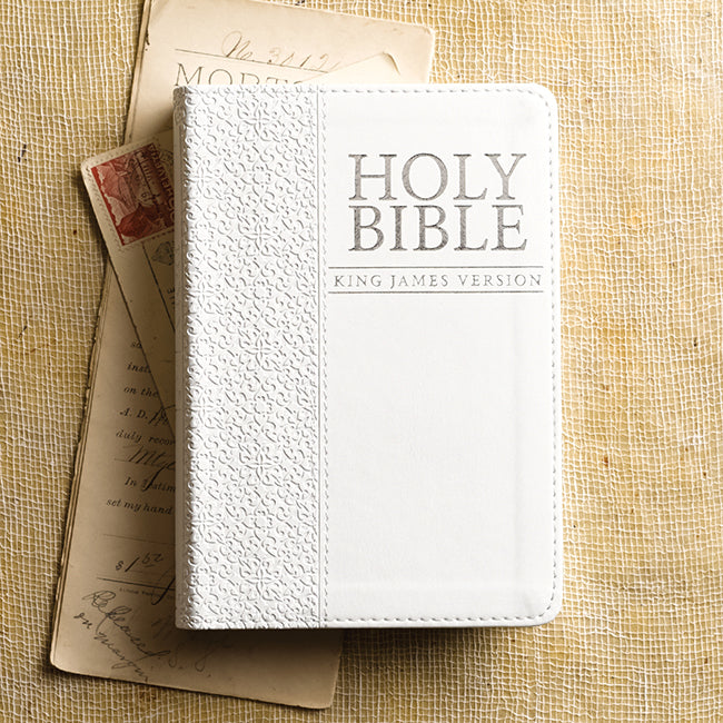 KJV Compact Bible White Faux Leather