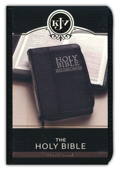 KJV Pocket Bible Black LuxLeather with Zipper