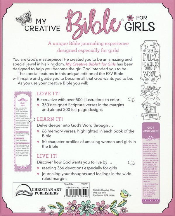 ESV My Creative Bible for Girls: Pink LuxLeather Hardcover