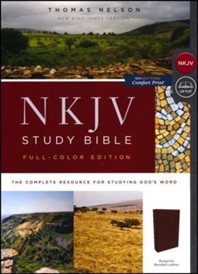 NKJV Study Bible Full-Color Edition Burgundy Bonded Leather, Indexed