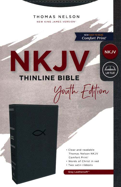 NKJV Thinline Bible Youth Edition Gray Leathersoft