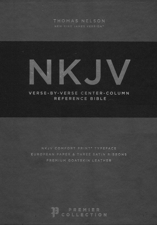 NKJV Classic Verse-by-Verse Center Column Reference Bible Black Premium Leather