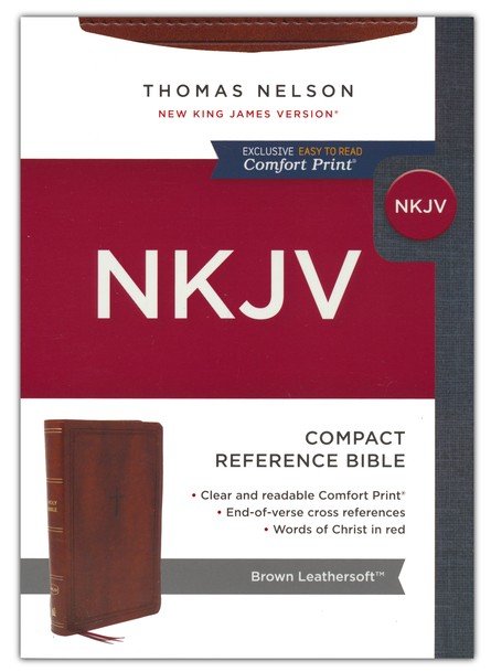 NKJV End-of-Verse Compact Reference Bible Brown Leathersoft