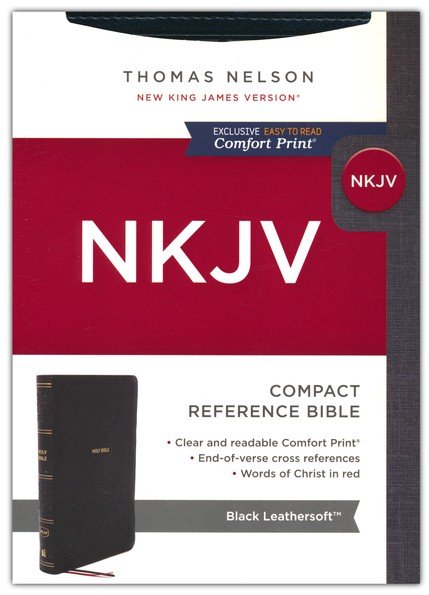 NKJV Deluxe Compact Large Print Reference Bible Black Leathersoft
