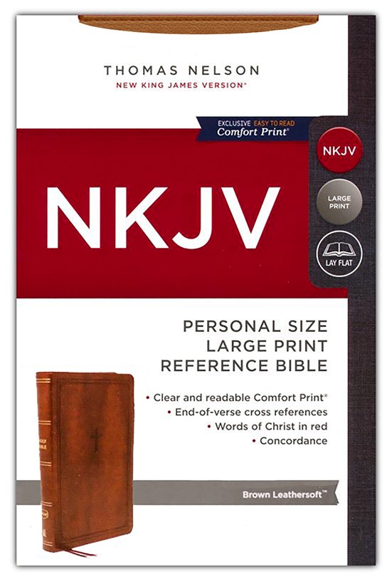 NKJV Personal Size Large Print End-of-Verse Reference Bible Brown Leathersoft